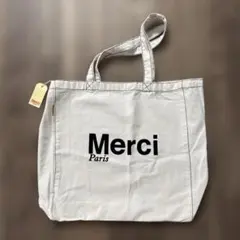 【新品未使用】Merci トートバッグ ホワイトのサムネイル