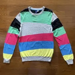 H&M マルチカラー ボーダー クルーネック ニットのサムネイル