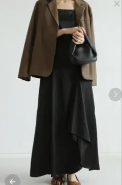 メゾンドテレーズ キャミソールワンピース ブラック M 韓国風 リゾート 卒業