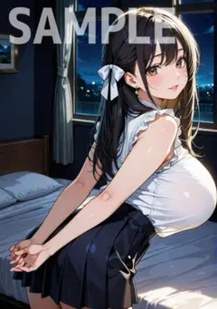 黒髪 美女 イラスト A4 ポスター A115