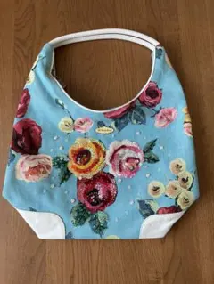 Think Bee! 花柄ハンドバッグ 水色