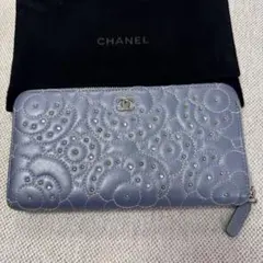 希少　CHANEL カメリア　ラインストーン　スタッズ　ラウンドファスナー