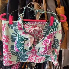 【新品未使用】ロキシー ROXY パレオ付きビキニ ハイビスカス モンステラ Lのサムネイル