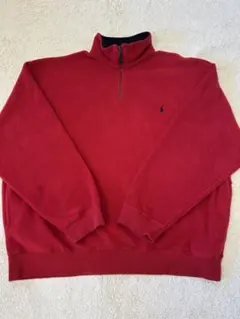 90sラルフローレンRALPH LAURENフリースハーフジップXXL RED