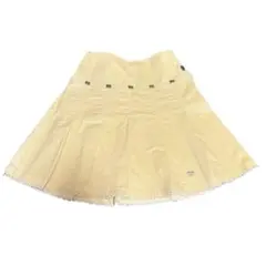 メゾピアノ　ベージュ プリーツスカート レース付き　リボン　y2k ゴーデュロイ