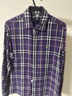 BURBERRY BLACK LABEL 紫 チェック 長袖シャツ サイズ3