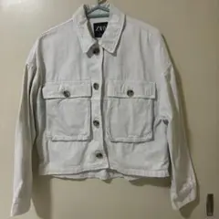 ZARA/クロップド/カラーデニムジャケット/ショート丈/アースグリーン