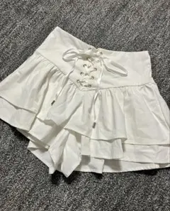 SHEIN フリル レースアップ キュロット ショートパンツ ロリータ 地雷 姫