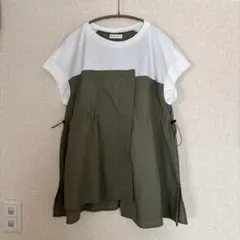 美品　シニカル　タフタドッキングTシャツ　ホワイト✖️カーキのサムネイル