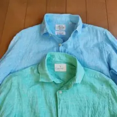 UNITEDARROWS、ÉDIFICEリネン麻100メンズ長袖七分袖シャツ２点