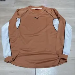 puma ポリエステル　オレンジ　長袖　サッカーシャツ　L