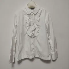 コムサイズム　ホワイト フリル長袖シャツ　140cm
