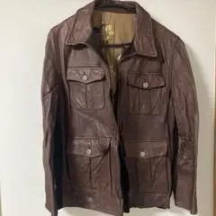 papas papas&sons レザージャケット　ブラウンレザージャケット