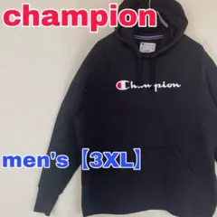 Z374【champion】スウェットパーカー【メンズ 3XL】ブラック