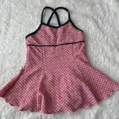 女の子向け ワンピース水着 ピンク系チェック　100