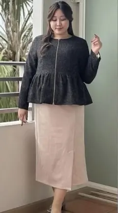 RUNA 4L ピンク アシメ ナロースカート スリット 新品 しまむら