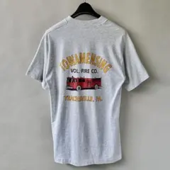 90s USA製 Tシャツ 消防車 両面プリント