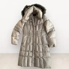 【23区】ロングダウンコート 38 ベージュ ファー付フード ダウンジャケット