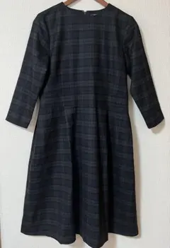 Mademoiselle NON NOチェック柄 七分袖ワンピース