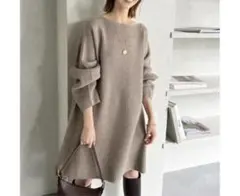 【美品】スローブイエナ ニットミニワンピース ファインウール ベージュ