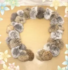 MOON BAT ファー ポンポン マフラー グレー ブラウン リアルファー