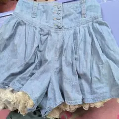 デニムブルー フレアショートパンツ