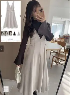 サイドベルトフレアジャンパースカート[dk1386]