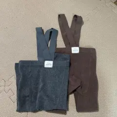 サスペンダー付きレギンス グレー ブラウン