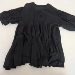 ブラック ティアードブラウス 五分袖 | Mercari