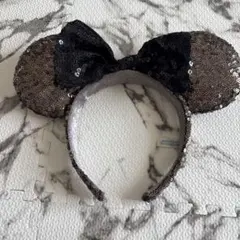 ディズニー　ミニー　カチューシャ シルバー ブラック　スパンコール