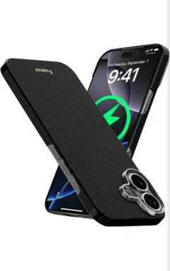 iPhone　17　スマホ　ケース　アラミド　繊維　600D　ブラック　黒