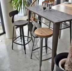 インダストリアル チェア ハイスツール 椅子 背もたれ アイアン wood