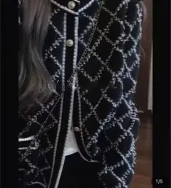 ダイヤモンドパターン ブラックカーディガン