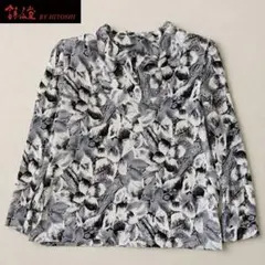 タグ付き未使用 詩仙堂 シセンドウ ちりめん 和柄 ブラウス シャツ ブラック タグ付き未使用 詩仙堂 シセンドウ ちりめん 和柄 ブラウス シャツ
