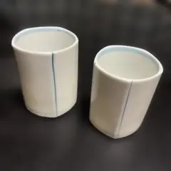 白い陶器の湯飲み 2個セット(有田焼晋山窯)