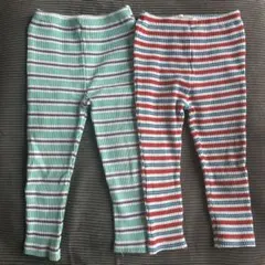 【いちごたん様】リブ編みストライプレギンス2点セット