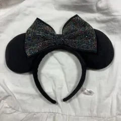 ディズニーリゾート　カラフル　リボン　カチューシャ　ミニーちゃん　黒