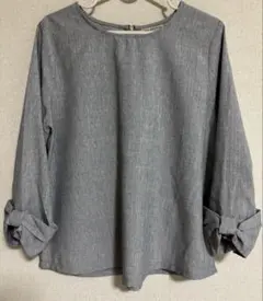 and search トップス　カットソー　ブラウス　リボン　グレー　フォーマル