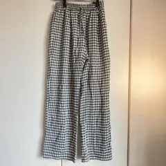アースミュージック&エコロジー　ギンガムチェックパンツ　ブラック　フリーサイズ