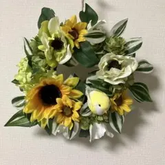アネモネとひまわりのリース