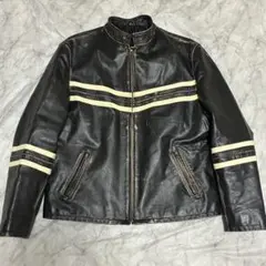 XL 50 シングルライダース 馬革 牛革 本革 黒 ブラック リアルレザー