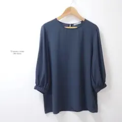 美品☆セオリーリュクス トリアセテート ブラウス 七分袖 ネイビー
