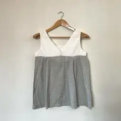 無印良品 レース切替 チュニック カットソー ノースリーブのサムネイル
