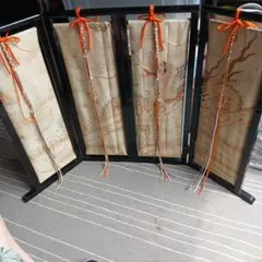 雛人形用 四曲屏風 龍刺繍 飾り台