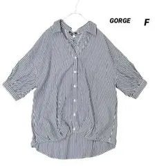 GORGE ストライプ シャツ ブラウス 半袖 ゆったり レースアップ 美品