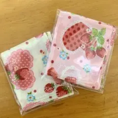 いちごのガーゼハンカチ 2枚セット
