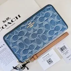 新品未使用 コーチラウンドジップデニム長財布 - メルカリ