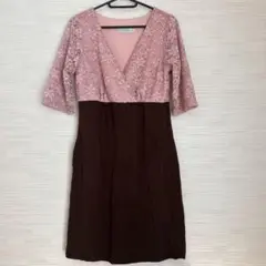 Catti Couture レース付きピンクブラウンパーティードレス
