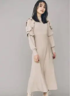 MERCURYDUO ラッフルスリーブフレアニットワンピース Mサイズ