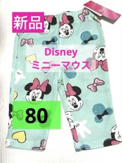 【新品】ミニーマウス レギンス 80cm グリーン 総柄 Disney 女の子